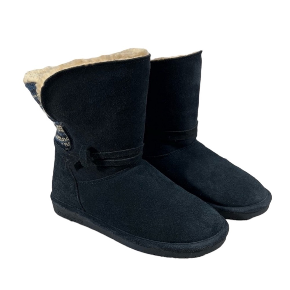 BEARPAW Women's Suede Sheepskin Boots Size 6 Outdoor Black